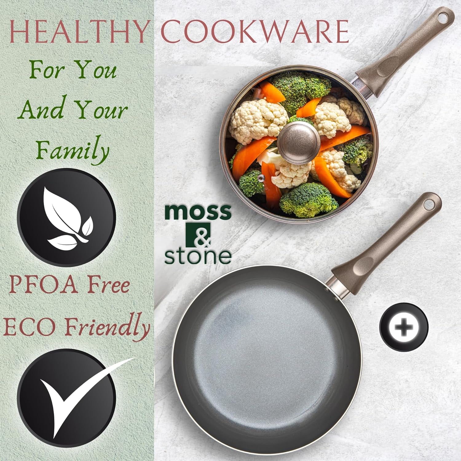 6-Piece Dark Grey Nonstick Cookware Set with Glass Lids, Induction-Compatible Pots and Pans with Stay-Cool Handles, PTFE/PFOA-Free