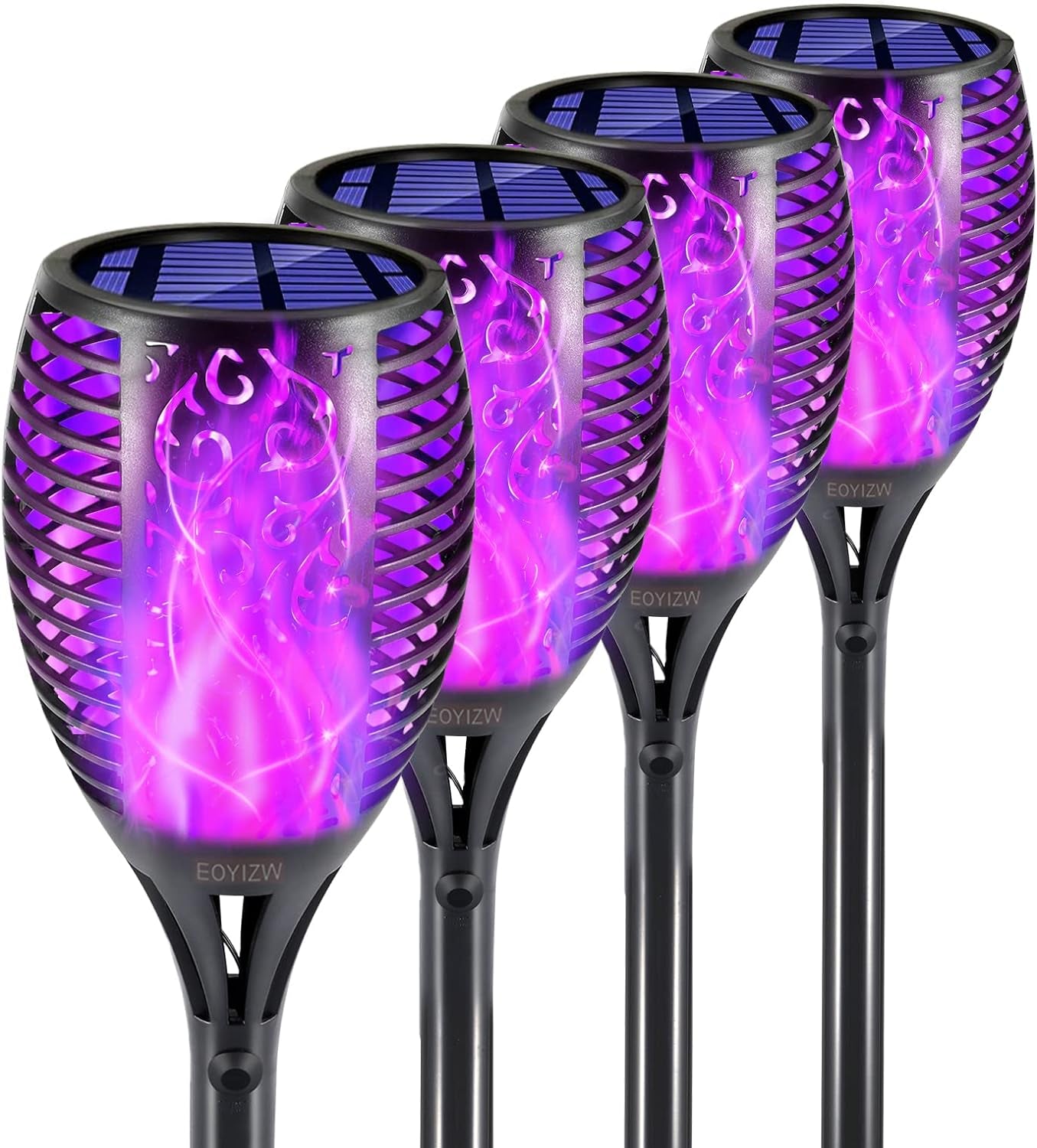 Premium 4-Pack Solar Outdoor Lights with 99 LEDs - Waterproof Purple Halloween Decorations for Garden, Yard, Patio, and Porch
