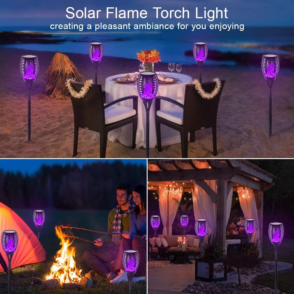 Premium 4-Pack Solar Outdoor Lights with 99 LEDs - Waterproof Purple Halloween Decorations for Garden, Yard, Patio, and Porch