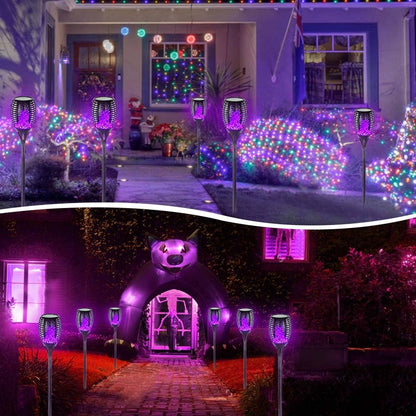 Premium 4-Pack Solar Outdoor Lights with 99 LEDs - Waterproof Purple Halloween Decorations for Garden, Yard, Patio, and Porch