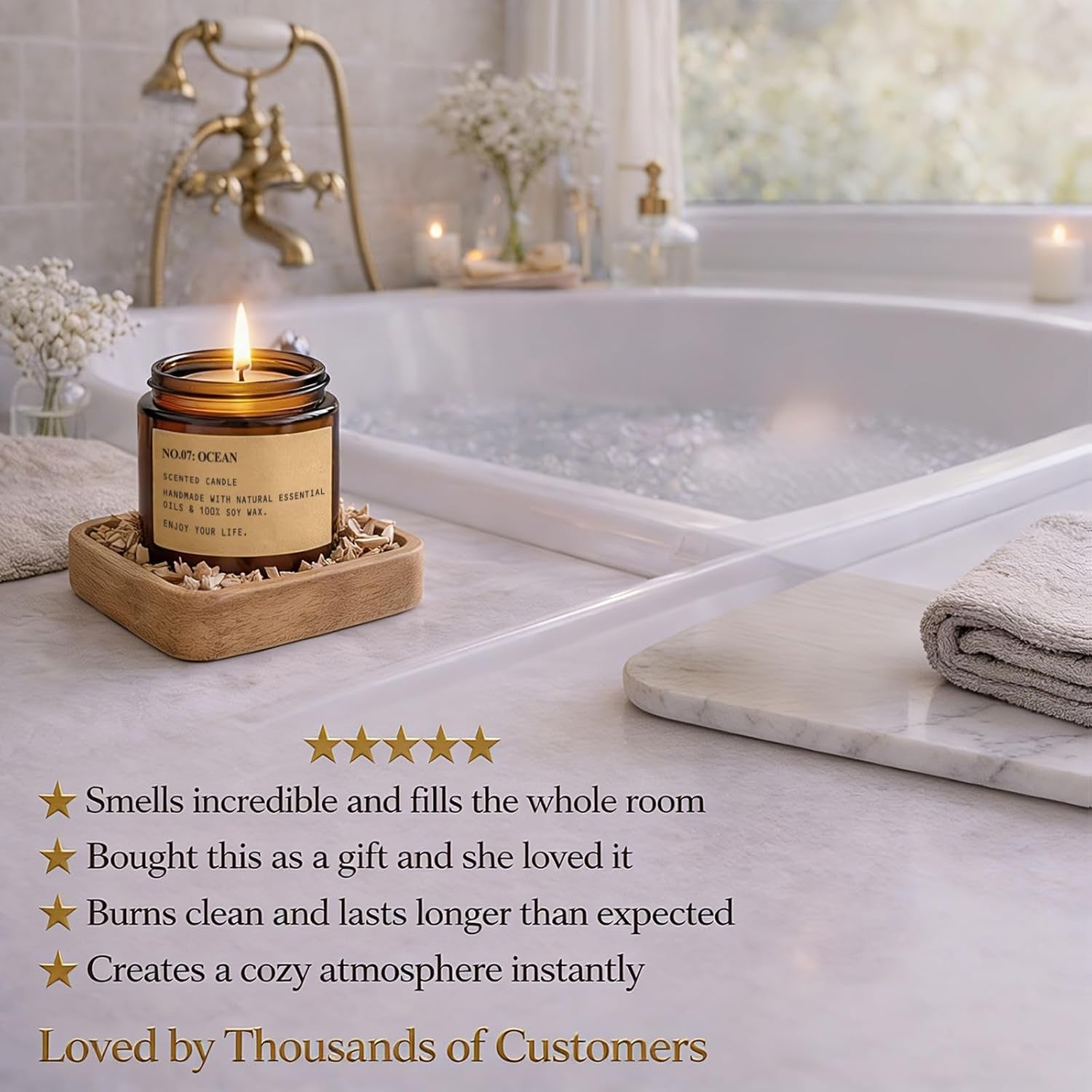 Soy Wax Scented Candle Set - 8 Pack Aromatherapy Gift Set in Vintage Amber Jars with Assorted Fragrances