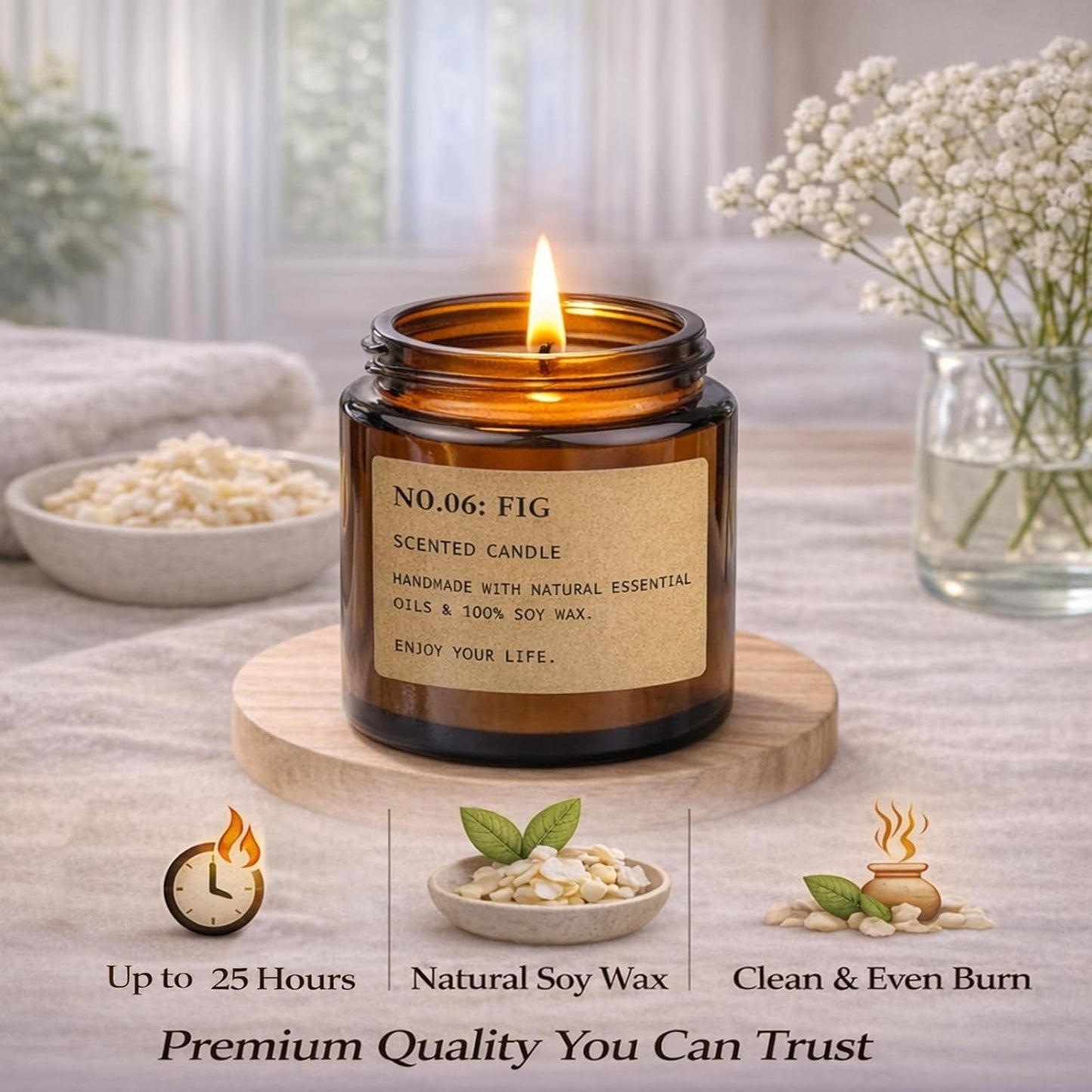 Soy Wax Scented Candle Set - 8 Pack Aromatherapy Gift Set in Vintage Amber Jars with Assorted Fragrances