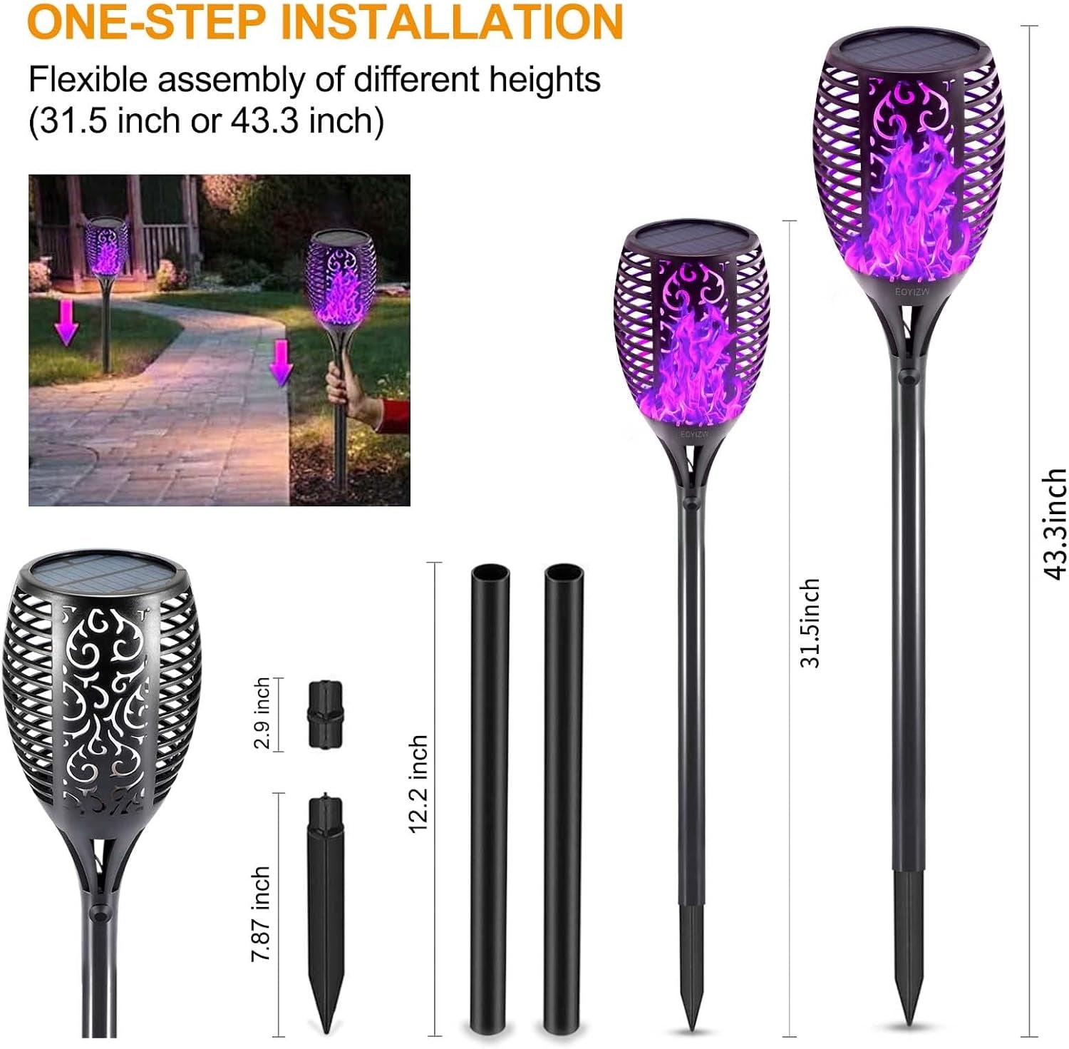 Premium 4-Pack Solar Outdoor Lights with 99 LEDs - Waterproof Purple Halloween Decorations for Garden, Yard, Patio, and Porch