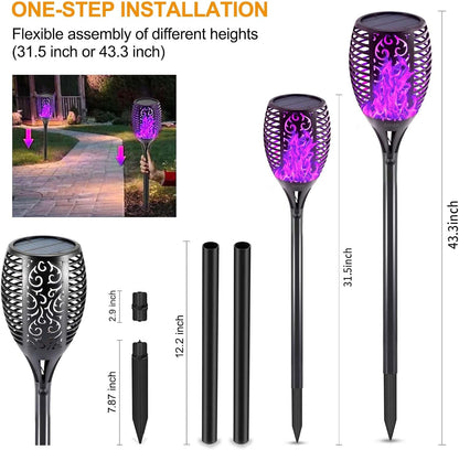 Premium 4-Pack Solar Outdoor Lights with 99 LEDs - Waterproof Purple Halloween Decorations for Garden, Yard, Patio, and Porch